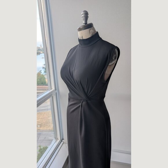 ZARA Sheath Black Sleeveless Midi Dress - Picture 1 of 4